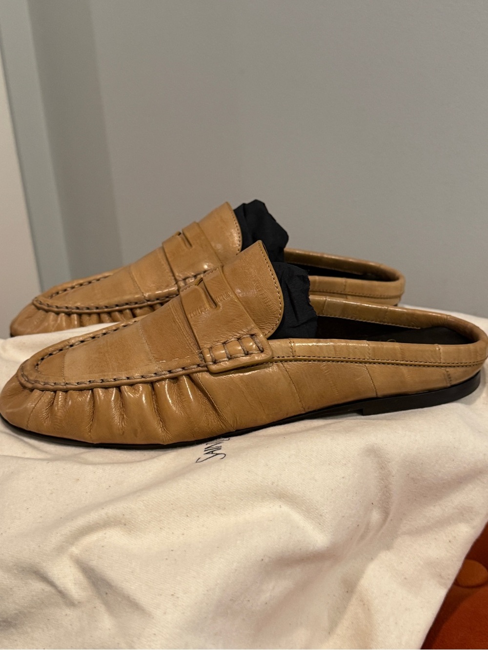 Saint Laurent Tan Eel Leather Backless Penny Loafer Slide - Picture 4 of 15